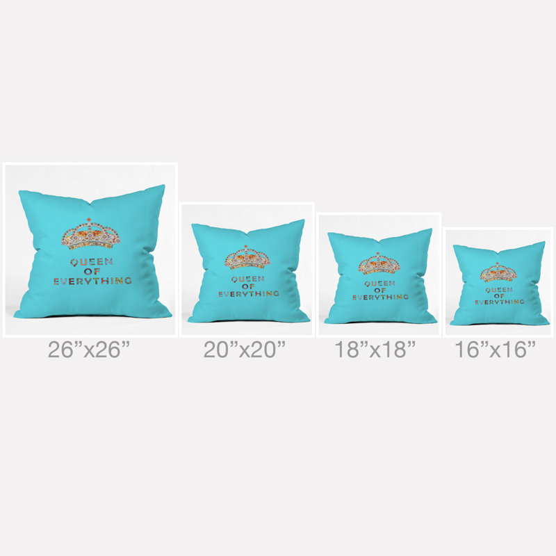 Green Queen of Everything Outdoor Square Pillow Cover & Insert, Blue, 18" x 18"