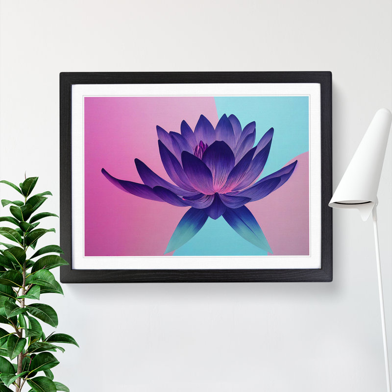 Classic Lotus Flower - Framed Print, Black, 46cm H x 64cm W x 2cm D