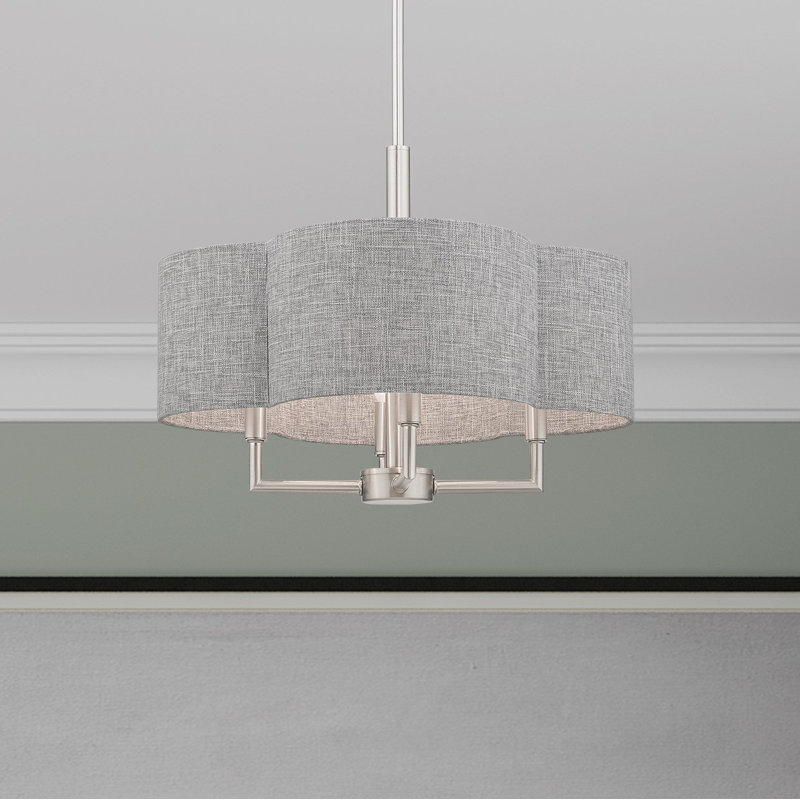 Vino Steel Dimmable Drum Chandelier, 10"H x 20"W x 20"D, Gray