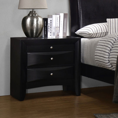 Table de chevet noire 2 pour la chambre à coucher, plateau de rangement coulissant sur mesure, 25,5 pouces de hauteur, 26,31 de largeur, 16,48 de profondeur, bois franc asiatique et placage sur panneau de particules, table de chevet à tiroirs doublés de feutre,