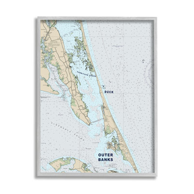 " Outer Banks North Carolina Cartography Nautical Map " by Daphne Polselli