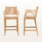 Tobias Rattan and Teak Wood Counter Stool Set, White/Natural Rattan 38.73'' H X 21.85'' W X 19.48'' D