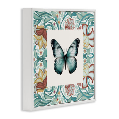 Giclée encadrée d'un papillon baroque aux tons bleus, design par Elizabeth Medley