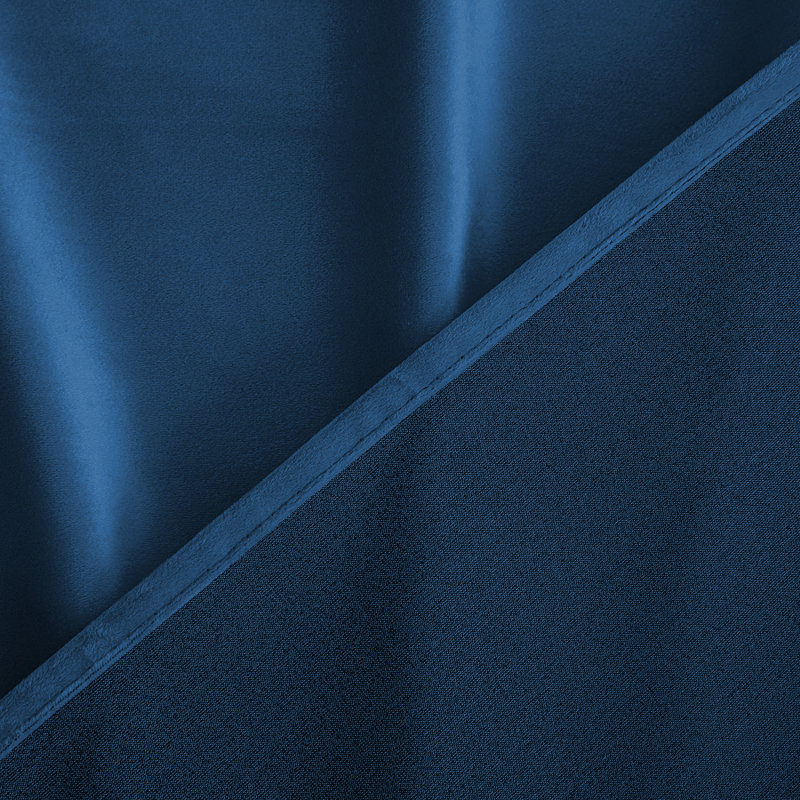Thermal Velvet Curtains with Eyelet Ring Top - Blackout Crushed Velvet Drapes Pair, 228cm Width x 228cm Drop, Blue