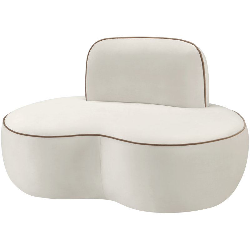 Chaise rembourrée en velours Swerve, Velours crème