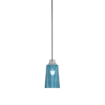 Pickering Hung Pendant Shown In Graphite Finish With 4.5" W x 6.5" H Blue Gradient Glass Shade