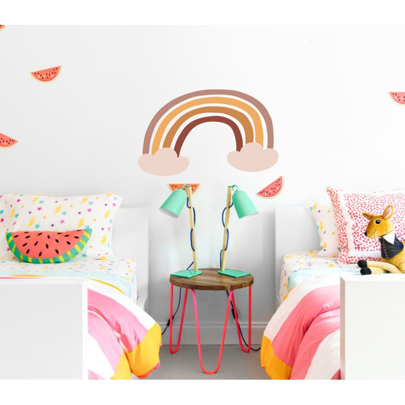 Adhésif décoratif arc-en-ciel nuage indien, H 46 po x l 69 po