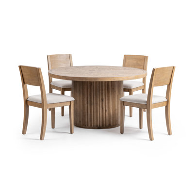 Ollie 5-Piece Reclaimed Pine Wood Dining Set