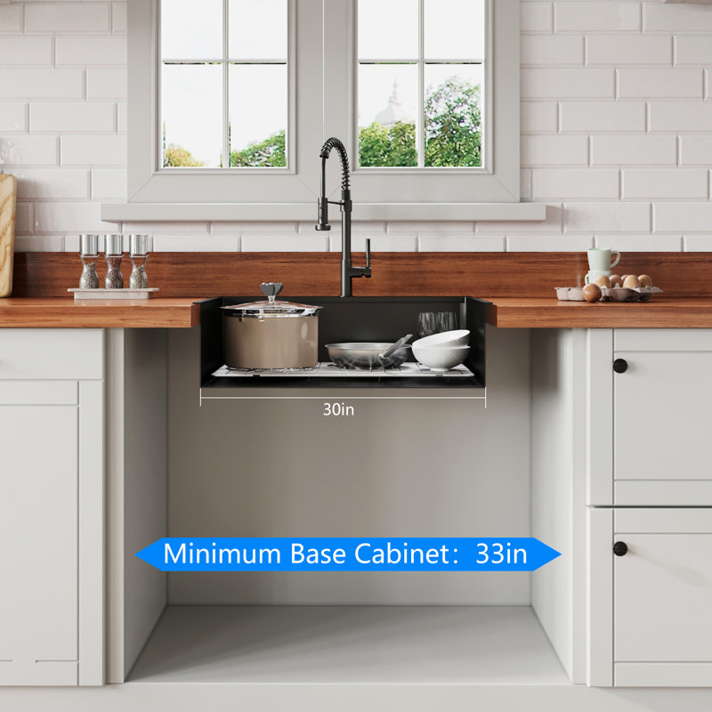 Lavabo de cuisine 30 po x 22 po - Acier inoxydable noir, station de travail en acier de calibre 16 rouille