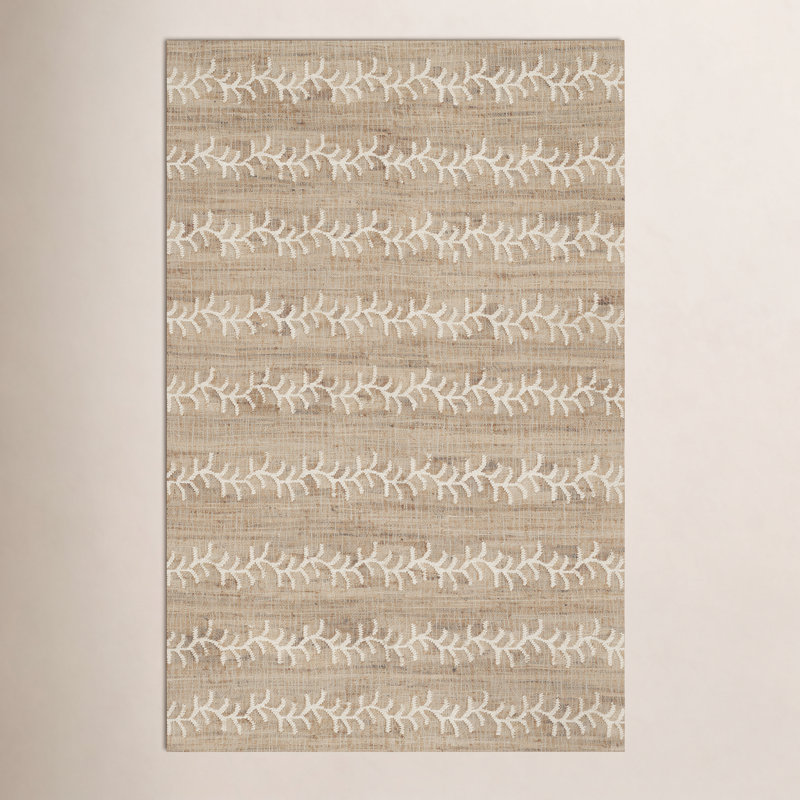 Erin Gates by Momeni Orchard Vine Stripe Jute and Wool Hand Woven Ivory Area Rug, Rectangle 9' x 12'