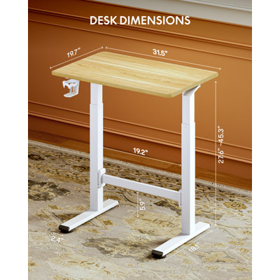 Gas Spring Adjustable Mobile Standing Desk With Wheels