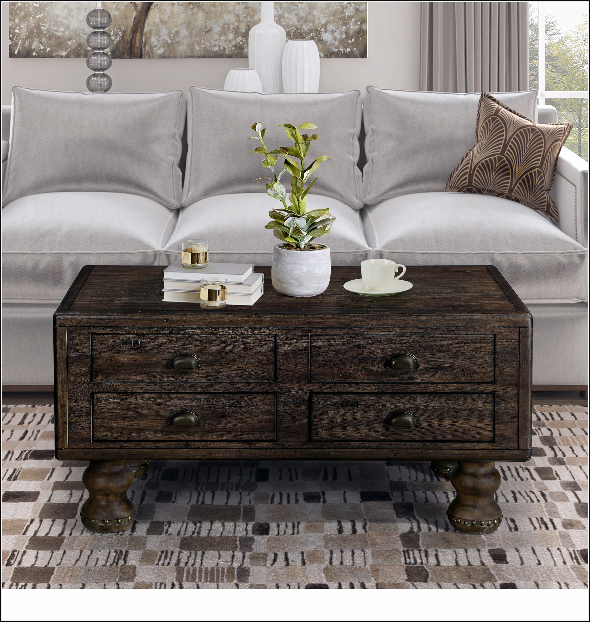 Ophelia & Co. Solid Wood Rectangle Coffee Table for Living Room, 40 ...