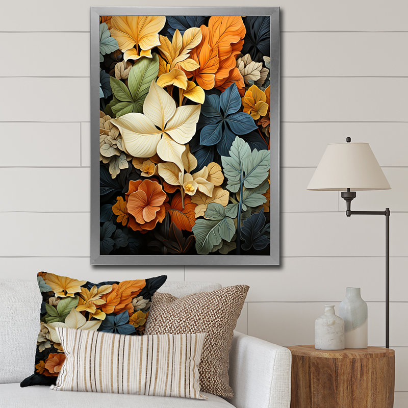 Feuilles d'automne, palette en sourdine - impression, Cadre photo argenté, H 40 po x l 30 po x P 1,5 po