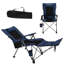 Chaise de camping pliante réglable - 5 angles réglables avec repose-pieds amovibles, coussin rembourré, porte-gobelet et sac de transport, capacité de 500 lb - Bleu-1835745186