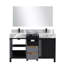 Meuble-lavabo double noir et gris l 55 po x P 22 po, comptoir en marbre gris château, ensemble de robinets noir mat et miroir de 53 po