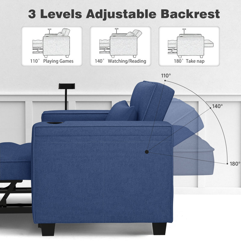 Preusser 35 Wide Upholstered Accent Chair, Blue Fabric