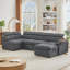 Canapé modulaire en tissu gris avec repose-pieds avec rangement-1852351566