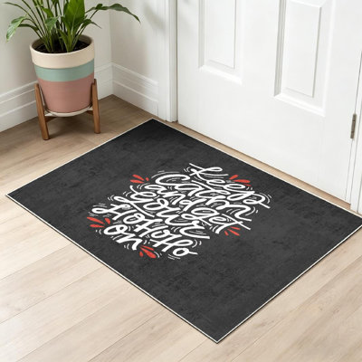 Tapis intérieur transparent lavable à la machine, inscription « Keep Calm and Get Drawn »