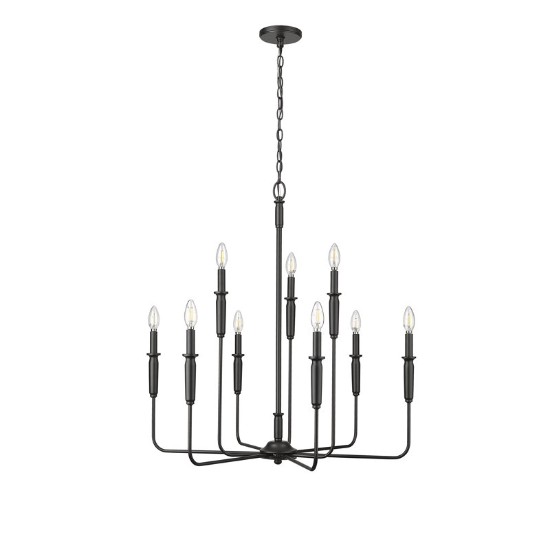 Lustre à intensité variable à 9 lumières de 31,9 po Savanne, Noir mat