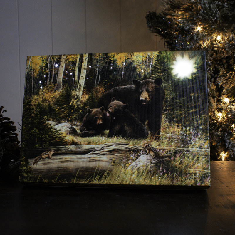 Toile à dos de chevalet noir 8x6 Black Bear Family