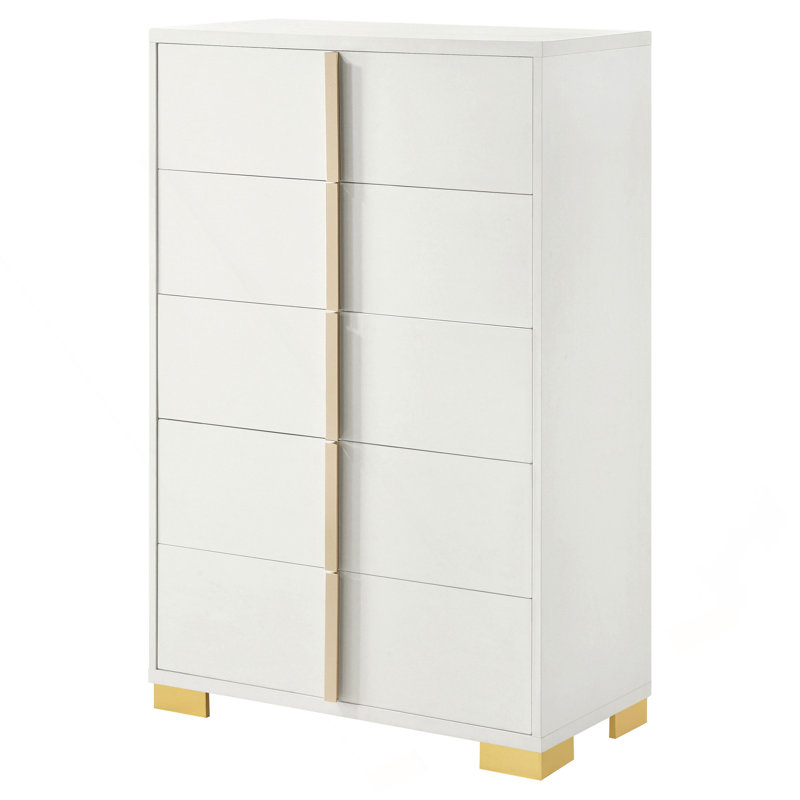 Commode blanche 5 tiroirs Medici, Blanc