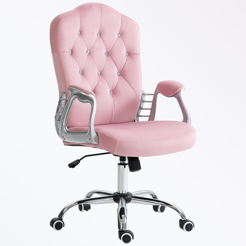 Kimar Chair with Padded Armrests, Pink, Polyester Blend