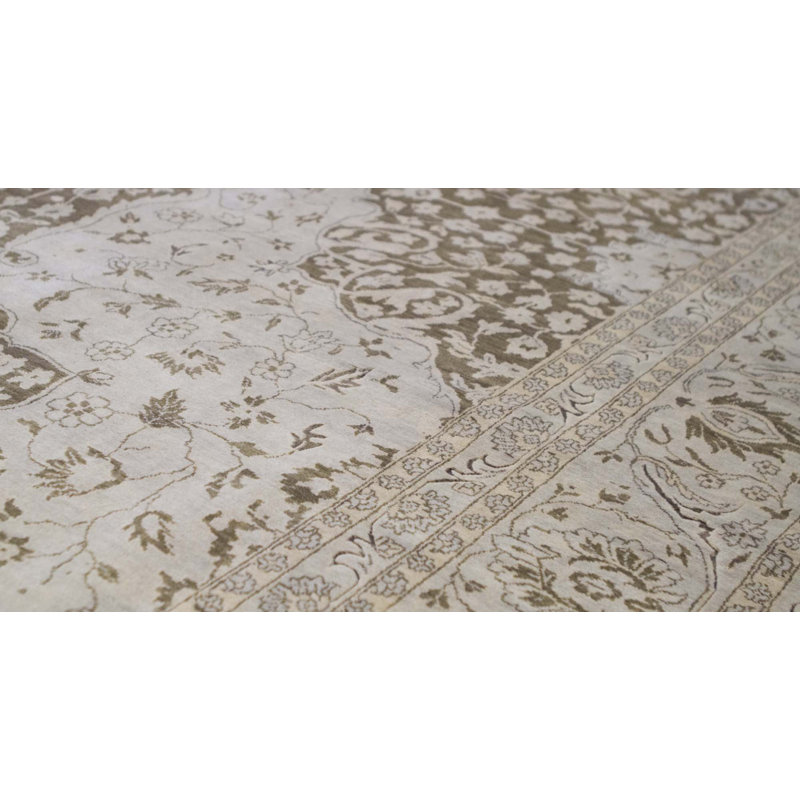 Tapis ivoire et ivoire noué à la main de haute qualité
