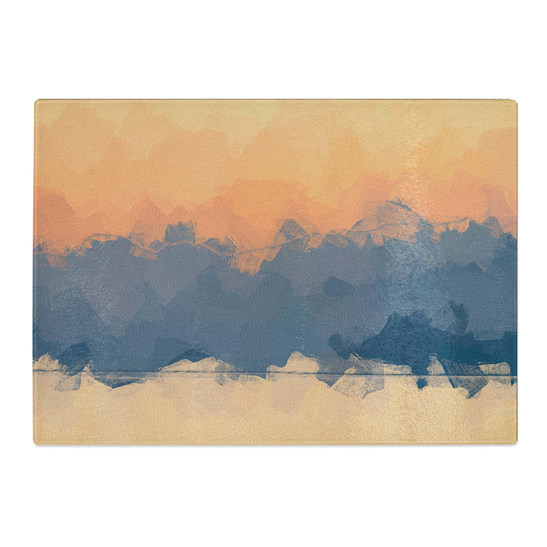 Tempered Glass Sunset in Greece Chopping Board