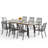 Rectangle Outdoor Patio Dining Set Wooden-look Expandable Heavy Duty Metal Table With Stackable Chairs-98983021