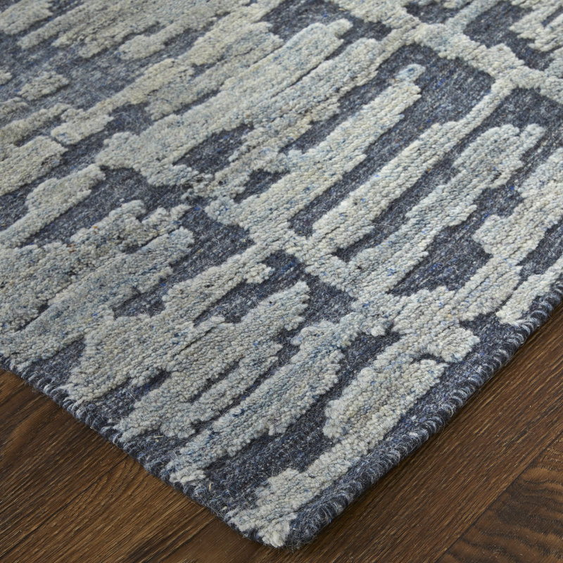 Berwyn Modern Abstract, Blue/Silver/Gray Area Rug, Rectangle 5'6" x 8'6"
