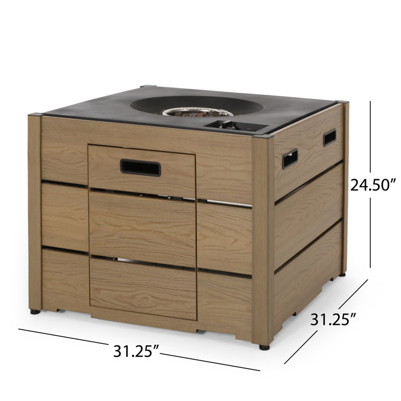 Archie Square Wpc Fire Pit Base, Charcoal, Brown