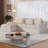 Boneless 108" No Assembly Required Modular Corduroy Sectional Sofa With Deep Seat, 3 Thickened Seat Cushions, 2 Throw Pillows, Compression Sofa-1993449547