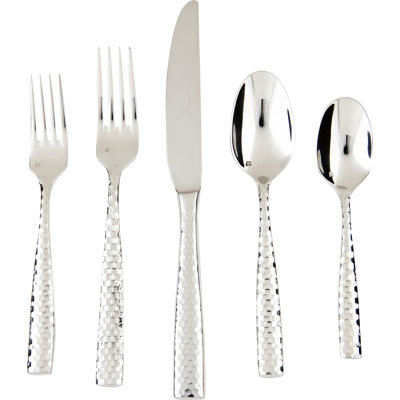Lucca Faceted 5 Piece 18/10 Stainless Steel Flatware Set, Service for 1