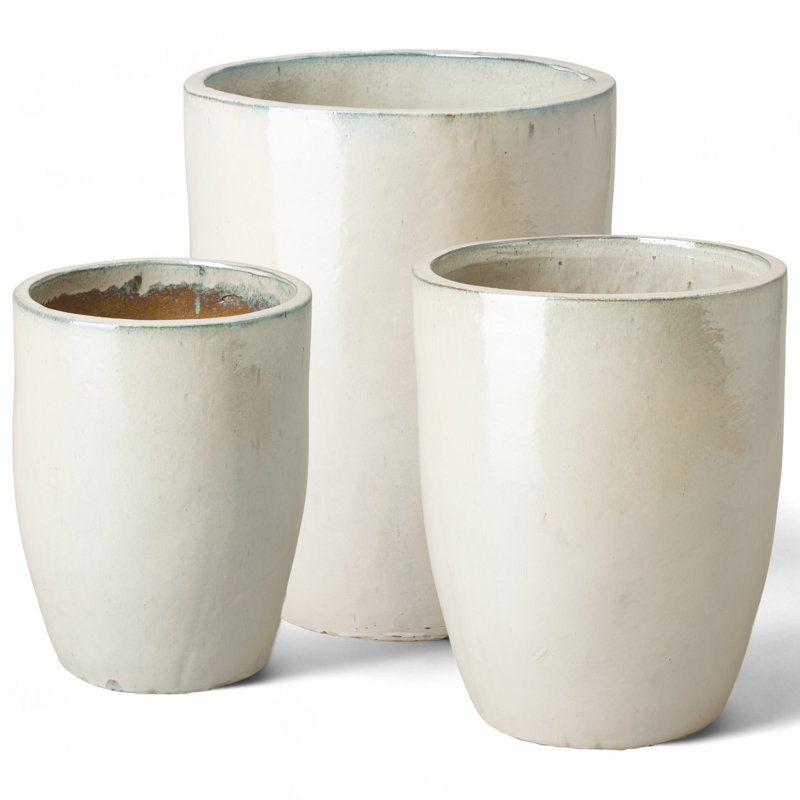 Pot à fleurs en céramique Antawon, Blanc perle
