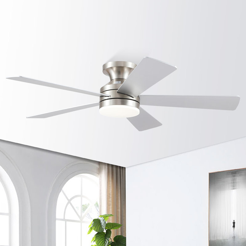 Ventilateur de plafond à profil bas de 46 po avec télécommande / télécommande, Nickel
