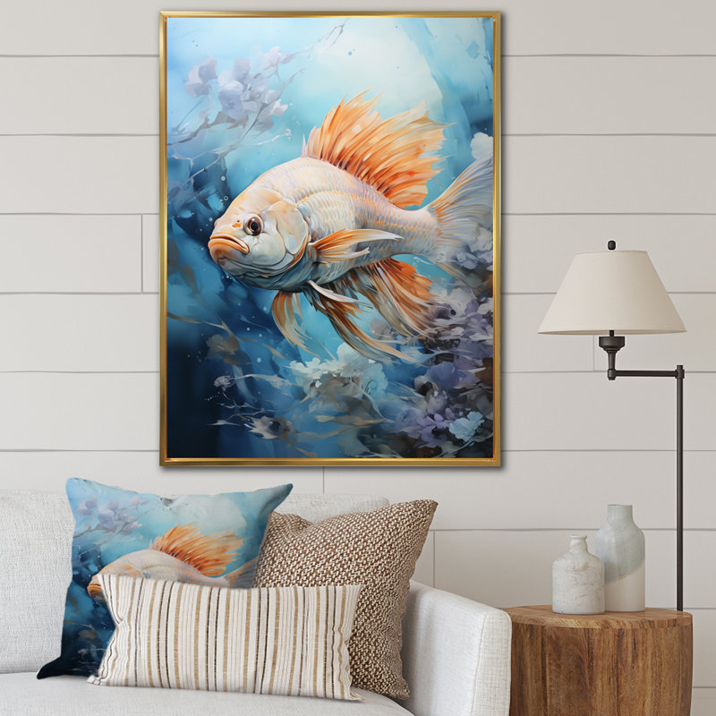 " Fishing Majestic Catch ", Gold Floater Framed, 32" H x 24" W x 1" D
