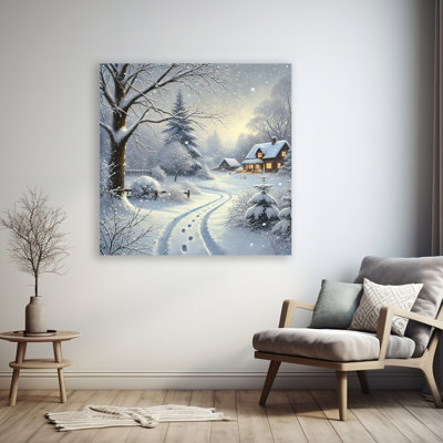 Winter's Glow: Serene Snowscape Canvas Wall Art