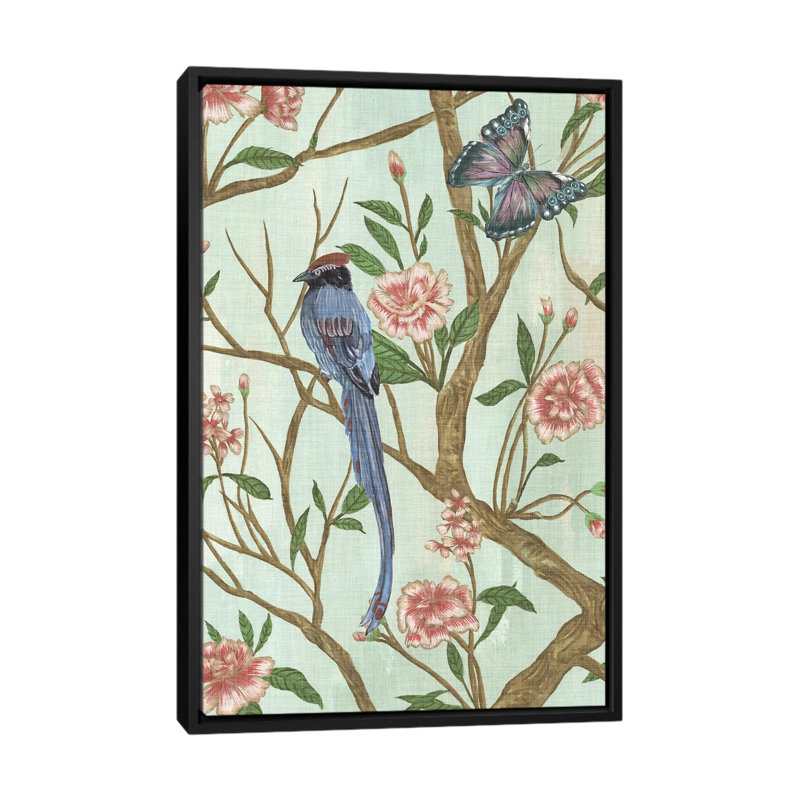 «Delicate Chinoiserie I» par Melissa Wang - impression sur toile tendue, H 26 po x l 18 po x P 1,5 po, Toile avec cadre noir