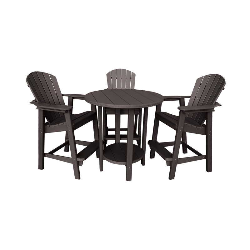 Ensemble de table et chaises de bar Glodine - Mobilier d'extérieur en poly, Brun