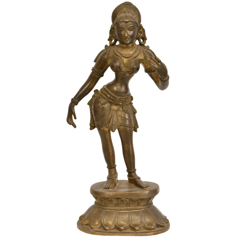 11" Standing Apsara Brass Statue – Handmade Celestial Dancer Sculpture for Elegant Home Décor and Spiritual Living Spaces