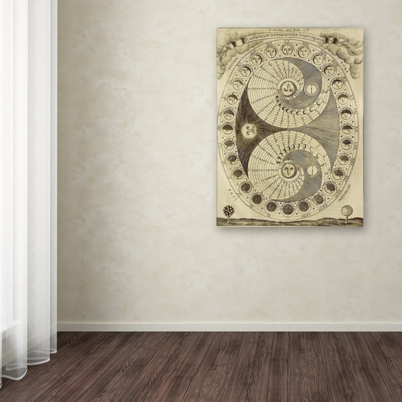 Vintage Moon Phases Beige and Brown Framed Canvas Art