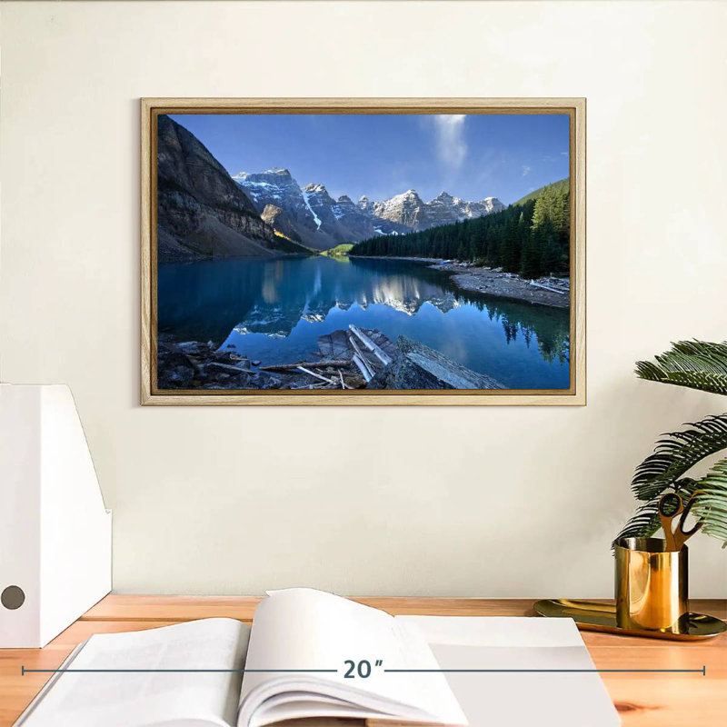 Lac pittoresque de la Moraine, Cadre flottant en bois naturel, 13 po x 9 po