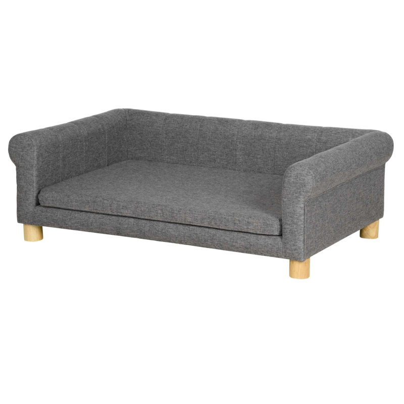 Large Dark Gray Elevated Dog Couch Bed with Removable Cushion