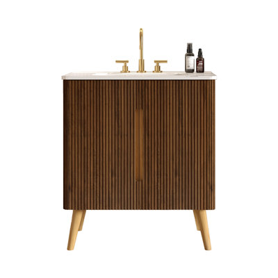 Meuble-lavabo 36 po avec lavabo, options de meuble autoportant et mural pour salle de bain moderne, KD