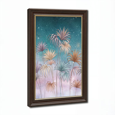 Art mural antique sur toile encadré doré pour le salon, la chambre à coucher, le bureau ou le vestibule - Décoration murale décorative avec paumes étoilées