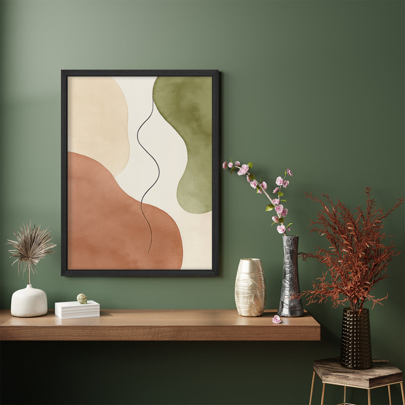 Reproduction d'art encadrée abstraite pour décoration intérieure moderne - 11 po x 14 po, H 14 po x l 11 po, Naturel