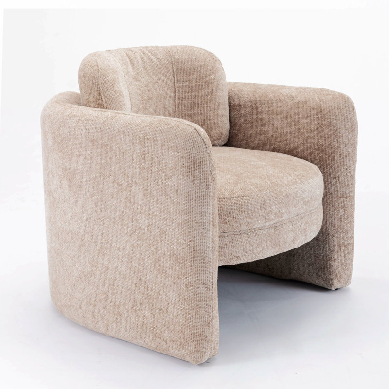 Chaise d'appoint rembourrée Kippar, chaise d'appoint, chaise de salon, chaise de chambre , Lin gris chaud
