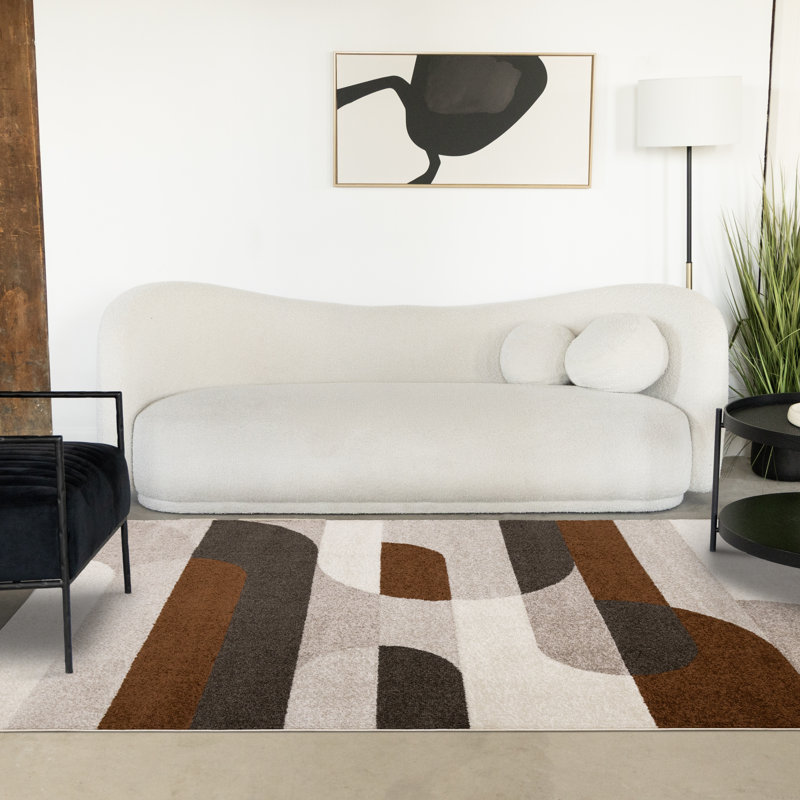 Tapis d'intérieur brun à poils courts Mentko, Rectangle 7 pi 10 po x 10 pi 6 po