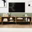 Le meuble télé 70 po avec armoires, de style Mid-Century moderne, offre une grande console de rangement. Bureau spacieux