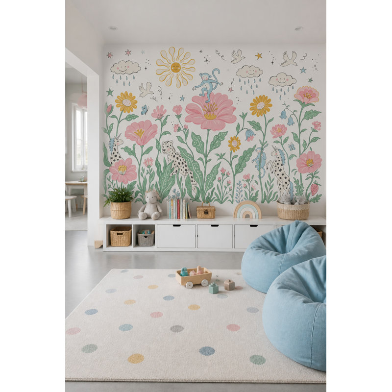 Papier peint de fond pour chambre d'enfant, 120"x96", Texturé non collé